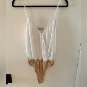 White ribbed v-neck bodysuit